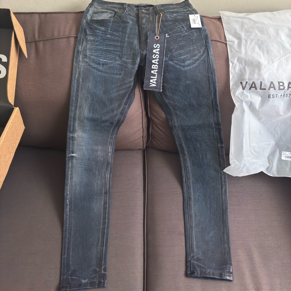 Valabasas Dirty Indigo Waxed Denim Jeans Size 32 New With Tags